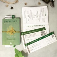 Nouvelle Arrivée Carte de Vœux Personnalisée avec Dorure à Chaud, Livret d'Embarquement Enveloppe Design Unique Cartes d'Invitation de Mariage Type Passeport