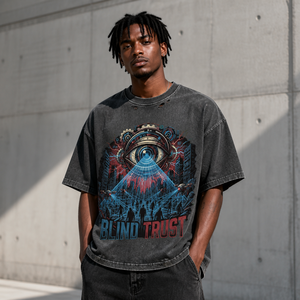Vintage Washed Acid Wash <b>T</b> <b>Shirt</b> Men Futuristic Eye Graphic Print Short Sleeve Cyberpunk Streetwear Tee Y2K <b>Grunge</b> Manufacturer - Product Image 1