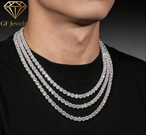 IGI Certified Lab Grown Diamond Man's Tennis <b>Chain</b> 10K 14K 18K Gold 3MM 4MM 5MM D color VVS Man Made Diamond <b>Necklace</b> <b>Chain</b> - Product Image 1