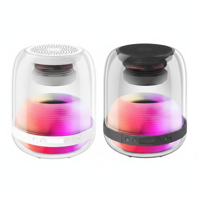 Smart Home Speaker for PC Material RGB Light Alarm Clock Digital Display Battery Powered Portable Music for 1-Year
