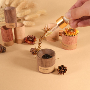 HomeFlower Solid Wood Aroma Diffuser Cylindrical Sandalwood Essential Oil Holder Indoor Fragrance Decor - Product Image 2
