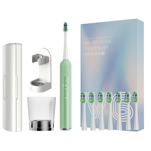 Brosse à dents électrique sonique rechargeable, étanche IPX7, moteur à lévitation magnétique, format voyage avec têtes de brosse - Product Image 1