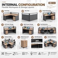 Poste de travail de bureau moderne pour 2 personnes, taille personnalisée, avec cloison de séparation