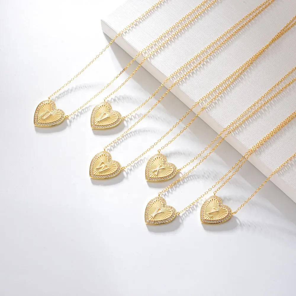 Новая мода 925 стерлингового серебра ювелирные изделия из золота 14к с покрытием первоначальный выгравировать 26 с надписью «Love», стильный элегантный кулон "Сердечко" для девочек