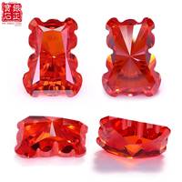 Zircone cubique de laboratoire en forme de petit ours 7*10mm, couleur rouge-orange, pierres précieuses en vrac avec jeu de couleurs pour la fabrication de bijoux