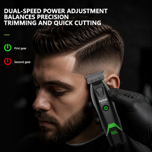 מכונת תספורת מקצועית אלחוטית KEMEI Km-1385, סוללה 1400mAh, 7500rpm, להב פלדה, עמדת טעינה, כלי גילוף ותספורת, סיטונאי מהמפעל - Product Image 5
