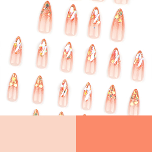 24 <span class=keywords><strong>Uñas</strong></span> Postizas Acrílicas <span class=keywords><strong>con</strong></span> Purpurina Dorada Francesa, Efecto Aurora, Degradado, <span class=keywords><strong>Uñas</strong></span> Artificiales, <span class=keywords><strong>Uñas</strong></span> Postizas de Caramelo 3323 - Product Image 3