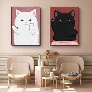 Divertente <span class=keywords><strong>arte</strong></span> della parete del gatto Poster <span class=keywords><strong>giapponese</strong></span> estetica tela opera d'<span class=keywords><strong>arte</strong></span> animale <span class=keywords><strong>pittura</strong></span> minimalista decorazione della parete della casa - Product Image 1
