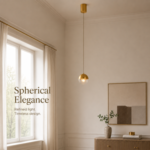Lámpara Colgante LED Esférica Moderna de Lujo, Globo Acrílico con Acabado Metálico Cepillado, para Dormitorio, Hotel, Villa, OEM, ODM, Ra95 - Product Image 3