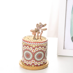 Mini macetas de cerámica con diseño de flor de Mandala, macetas de cerámica para suculentas, novedad - Product Image 3