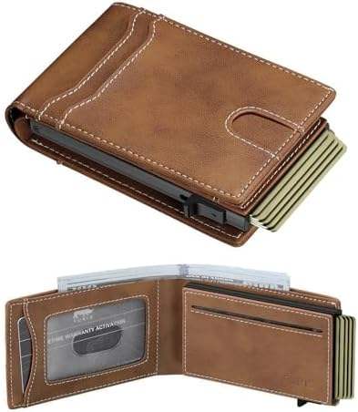 Cartera Airtag-cuero marrón