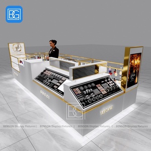 Espositore personalizzato in acciaio inossidabile con rifiniture in oro vetro da banco con chiusura a chiave per dispositivi di fragranza per la vendita al dettaglio Interior Design - Product Image 3