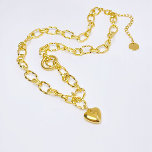 Collar de Mujer MW Trendy de Acero Inoxidable <span class=keywords><strong>con</strong></span> Baño de Oro de 18k PVD, <span class=keywords><strong>Cadena</strong></span> Gruesa <span class=keywords><strong>con</strong></span> Colgante de Corazón Geométrico, para Uso Diario, Regalo - Product Image 3