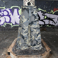Pantalon long en jean personnalisé en coton épais style hip-hop, coupe large, motif camouflage marine, avec braguette à boutons métalliques et taille ajustable