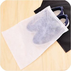 Portable Non Woven Shoe Bag Drawstring Closure <b>White</b> For Travel Storage - Product Image 1