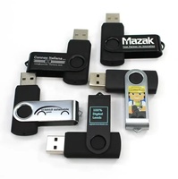 Clé USB pivotante en métal personnalisable avec logo, interfaces USB 2.0/3.0, capacités de 128 Mo à 32 Go