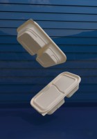 Premium kwaliteit maïszetmeel PP biologisch afbreekbare wegwerpmaaltijddoos deksel 650ml 750ml dubbele compartimenten voedselcontainer aangepaste logo