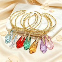Ensemble de bijoux tendance en laiton et résine, collier et boucles d'oreilles avec détails en zircon, gouttes colorées, unisexe, pour mariage, fiançailles, fête, cadeau, or 18 carats