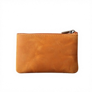 Factory Wholesale Price Slim Small Zipper Coin Purse Keychain Genuine Leather Portable Unisex - Product Image 4