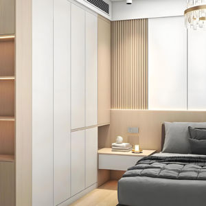 Armoire coulissante de chambre à coucher au design minimaliste moderne, grand placard en bois, meubles pour hôtel, vente directe d'usine - Product Image 1