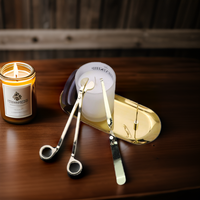 Logo personnalisé Ensemble d'accessoires pour bougies dans une boîte Coupe-bougie Mèche Eteignoir Plateau Ciseaux Kit d'entretien pour bougies