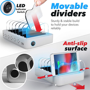 <span class=keywords><strong>2022</strong></span> produits tendance OEM ODM Portable chargeur cc prise ca 50w organisateur de bureau téléphone intelligent multi-ports 6 USB Station de charge - Product Image 6