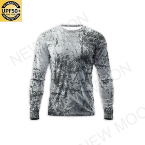 เสื้อตกปลาแขนยาวกันแดดแห้งเร็ว ป้องกันรังสียูวี สำหรับทุกเพศ สั่งทำขายส่ง ผ้าโพลีเอสเตอร์ ลายพรางปลา UPF 50+ - Product Image 4