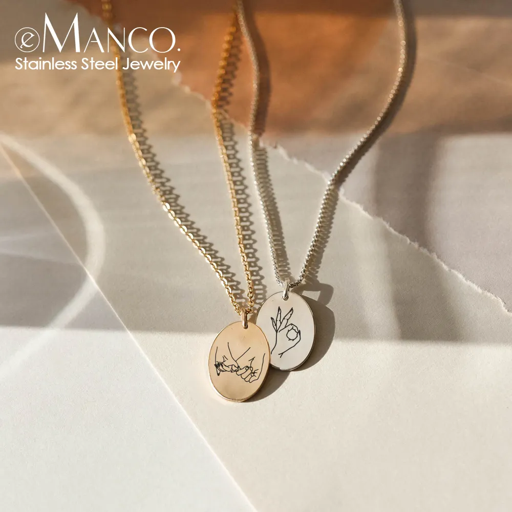 Yimanco — collier en acier inoxydable or, collier avec pendentif ovale, pouvant graver une couronne, bijou ras du cou, symboles de croix, avec Laser