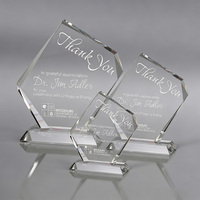 Plaque de trophée en cristal de haute qualité avec base transparente, cadeaux de bienvenue, décoration de bureau