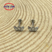 Pendientes de titanio de alta calidad para mujer, joyería con rosca interna, aretes de circonita, tragus, piercing, joyería