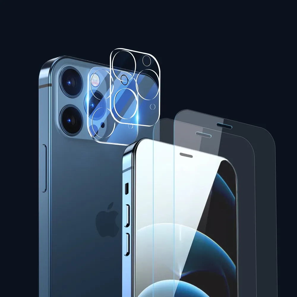 4 Pack HD Clear Screen Protector and Camera Lens Protector for iPhone 11/12/13 pro max x xs xr9H Tempered Glass Film
