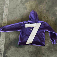 Hoodie Streetwear Personnalisable 100% Coton, Délavé à l'Acide, Coupe Courte, Broderies et Patchs, Coupe Oversize pour Homme