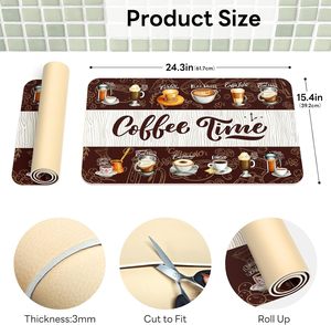 Tapis à café en PVC super absorbant et écologique, tapis de séchage de vaisselle absorbant pour comptoirs de cuisine, accessoires de bar à café de style moderne - Product Image 2