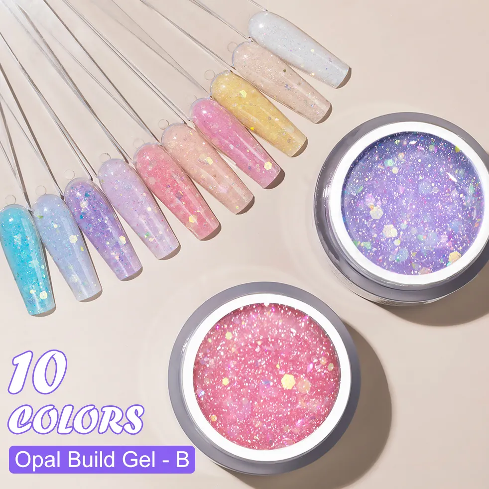 Westink Beauty 10 cores novo opala gel de construção para extensão de unhas glitter gel de desenho