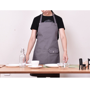Unisex Gray Light Cotton <b>Waist</b> Canvas <b>Apron</b> Reusable Durable Work Utility Pockets Chef Server Artist Washable Adjustable Neck - Product Image 3