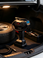 Pompe à air électrique portable filaire compatible avec batterie 20V Max, gonfleur de pneus ABS, lumière d'urgence numérique