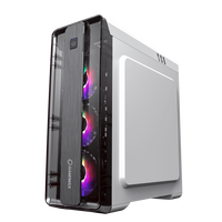 Boîtier d'ordinateur de jeu en acier GameMax White MoonLight FRGB Mid Tower avec panneau latéral entièrement transparent pour carte mère Micro ATX