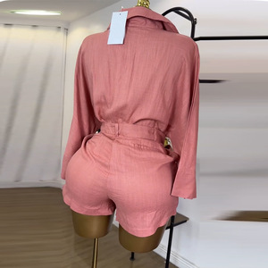 Conjunto de Falda de Verano HK72353, Camisa de Manga Murciélago con Cuello Camisero + Pantalones Cortos, Conjunto de 2 Piezas para <span class=keywords><strong>Mujer</strong></span> - Product Image 5