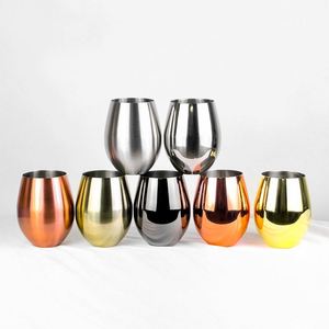 Verre à vin rouge en acier inoxydable de 570 ml en forme d'œuf, polyvalent, pour martini, cocktail, eau, idéal pour bar et restaurant - Product Image 1