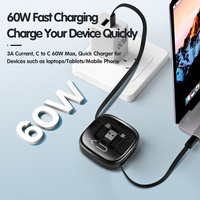 LOGO personnalisé 6 en 1 60W Câble de charge rapide Boîte de rangement Câble rétractable de type C et adaptateur de stockage Kit de câble de chargeur multi USB