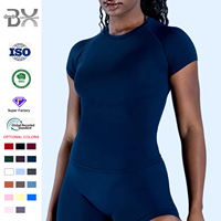 Vêtements de sport pour femmes, col rond, ajustés, yoga, haute élasticité, séchage rapide, évacuation de l'humidité, amincissants, tricotés sans couture, nylon