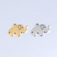 Pendentif DIY en forme d'éléphant mignon, en acier inoxydable poli miroir