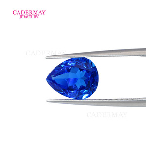 Cadermay Pear Cut Blue Synthetic Sapphire Loose Stone For Jewelry Making - Product Image 1