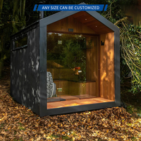 Sauna de Madera con Techo a Dos Aguas Lakeside Forest, con Calefacción Rápida, Vidrio Multicolor, Diseño Personalizado