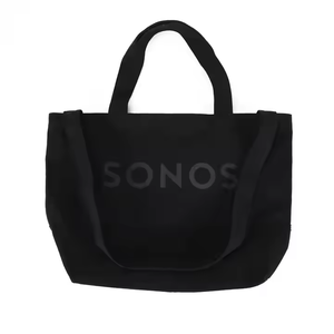Bolso de compras de algodón de lona de Fin de Semana Grande de gran tamaño para mujer negro con logotipo personalizado Patrón de letras de moda - Product Image 5