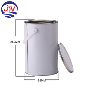 Seau métallique rond de 5 L, blanc peint, recyclable, hermétique, antirouille, pour peinture chimique, avec poignée en plastique et couvercle métallique - Product Image 2