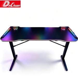 Table d'e-sport multicolores RGB avec bord incurvé et structure métallique robuste <span class=keywords><strong>pour</strong></span> salles de jeu - Product Image 2
