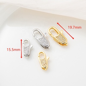 Thời Trang Bất Vàng Mạ Micro Pave CZ Zircon <span class=keywords><strong>Brass</strong></span> Đồng Tôm Hùm Claw Móc Móc Tự Làm Vòng Cổ Ngọc Trai Cao Cấp Móc - Product Image 4