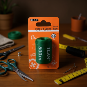 ด้ายเย็บผ้าอิลัน 500 ม. สีเขียว แพ็ค 12 ชิ้น สำหรับเย็บผ้า - Product Image 3