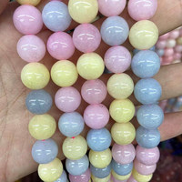 Perles rondes en morganite, pierres naturelles polies, accessoires pour la fabrication de bijoux, nouveautés, vente directe d'usine